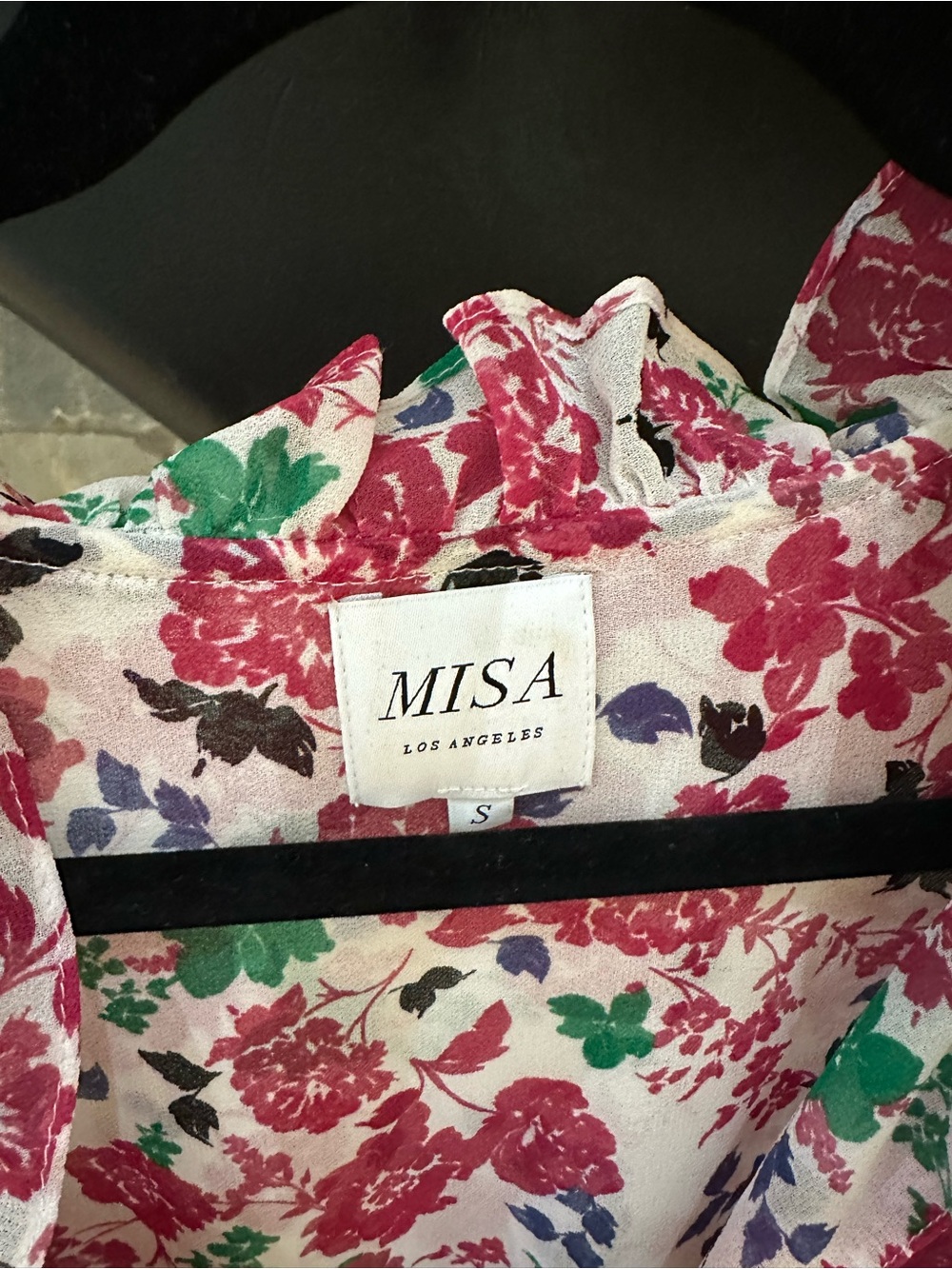 MISA Floral Pink Ruffle Mini Dress - Picture 2 of 3